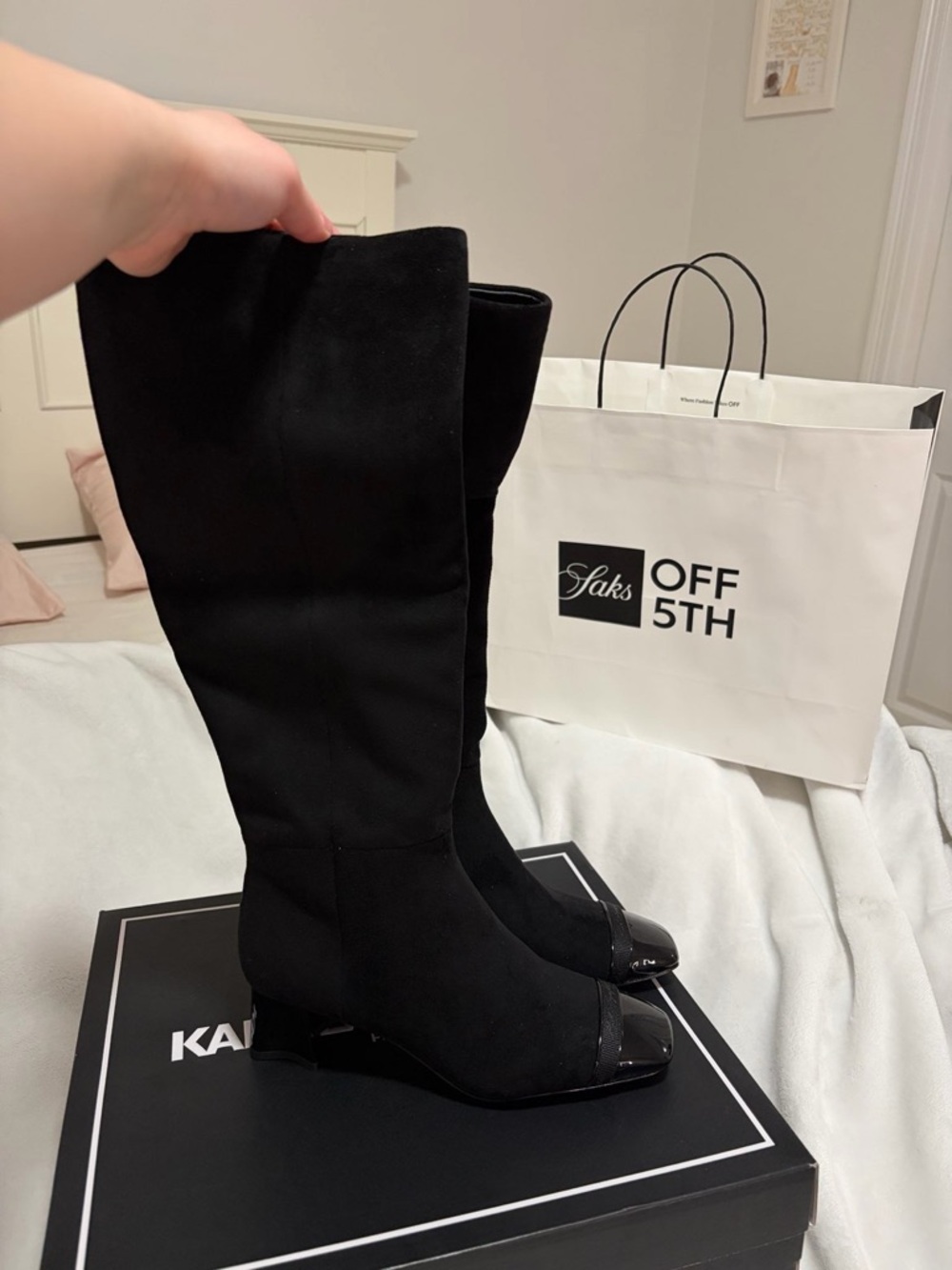 Karl Lagerfeld black knee high boots Size US 7 also fits size 6 women
